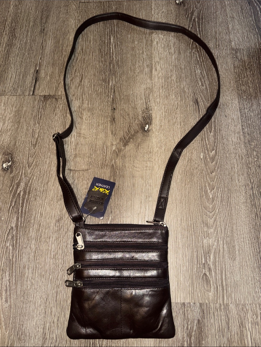 R&R Black Leather Crossbody